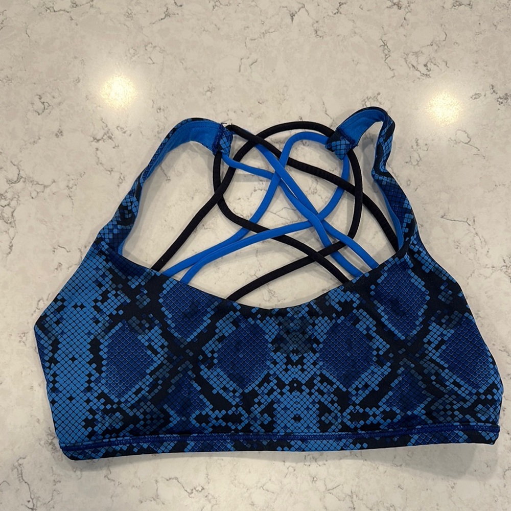 Blue Snake Print Sports Bra